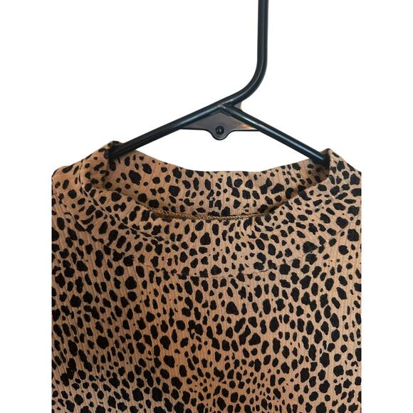 American Eagle leopard lettuce hem ribbed long sleeve top XS Y2K fall layering - Picture 2 of 8